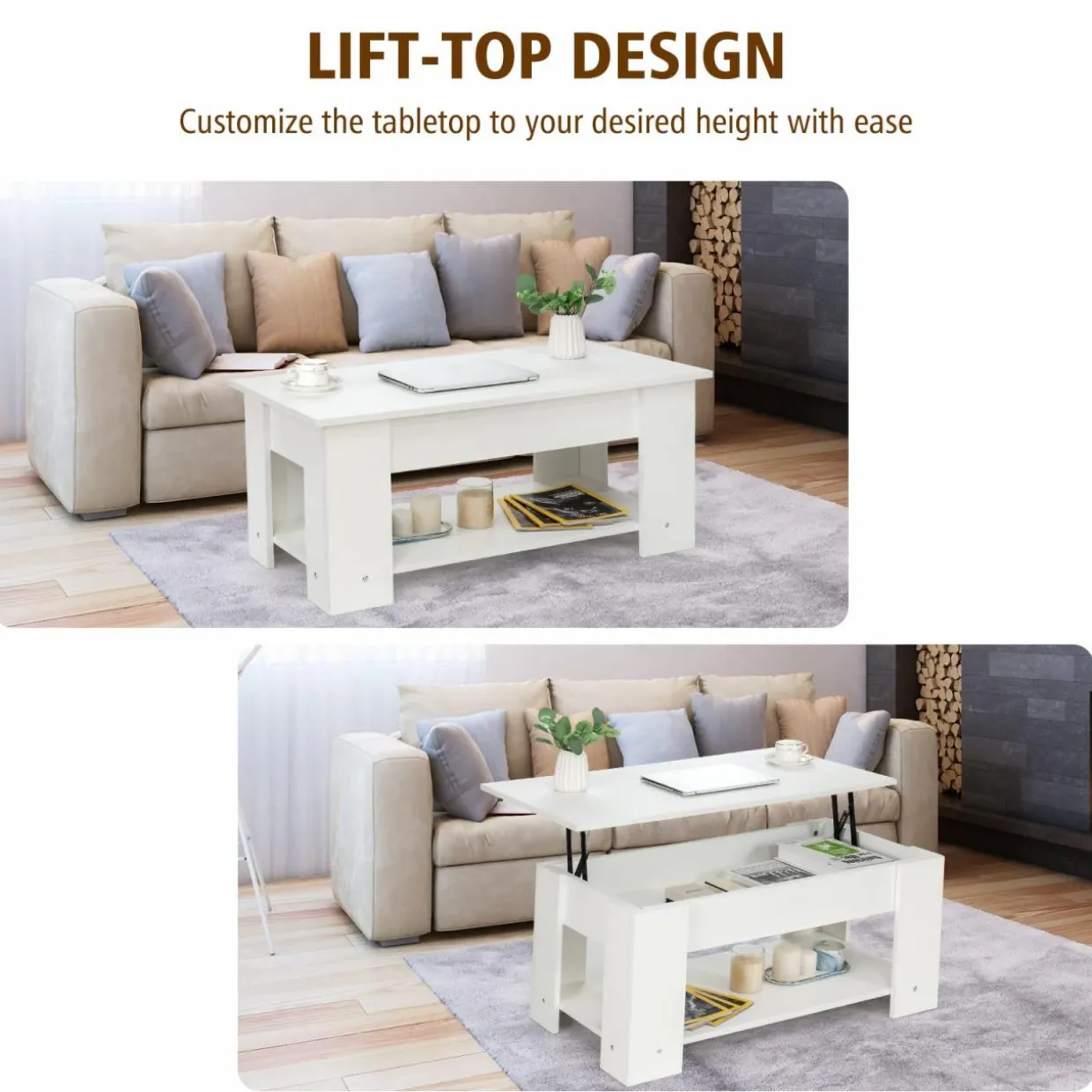 Tangkula Lift Top Coffee Table, Cocktail Table with Lift-Up Desktop