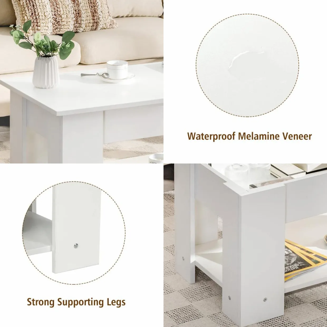 Tangkula Lift Top Coffee Table, Cocktail Table with Lift-Up Desktop