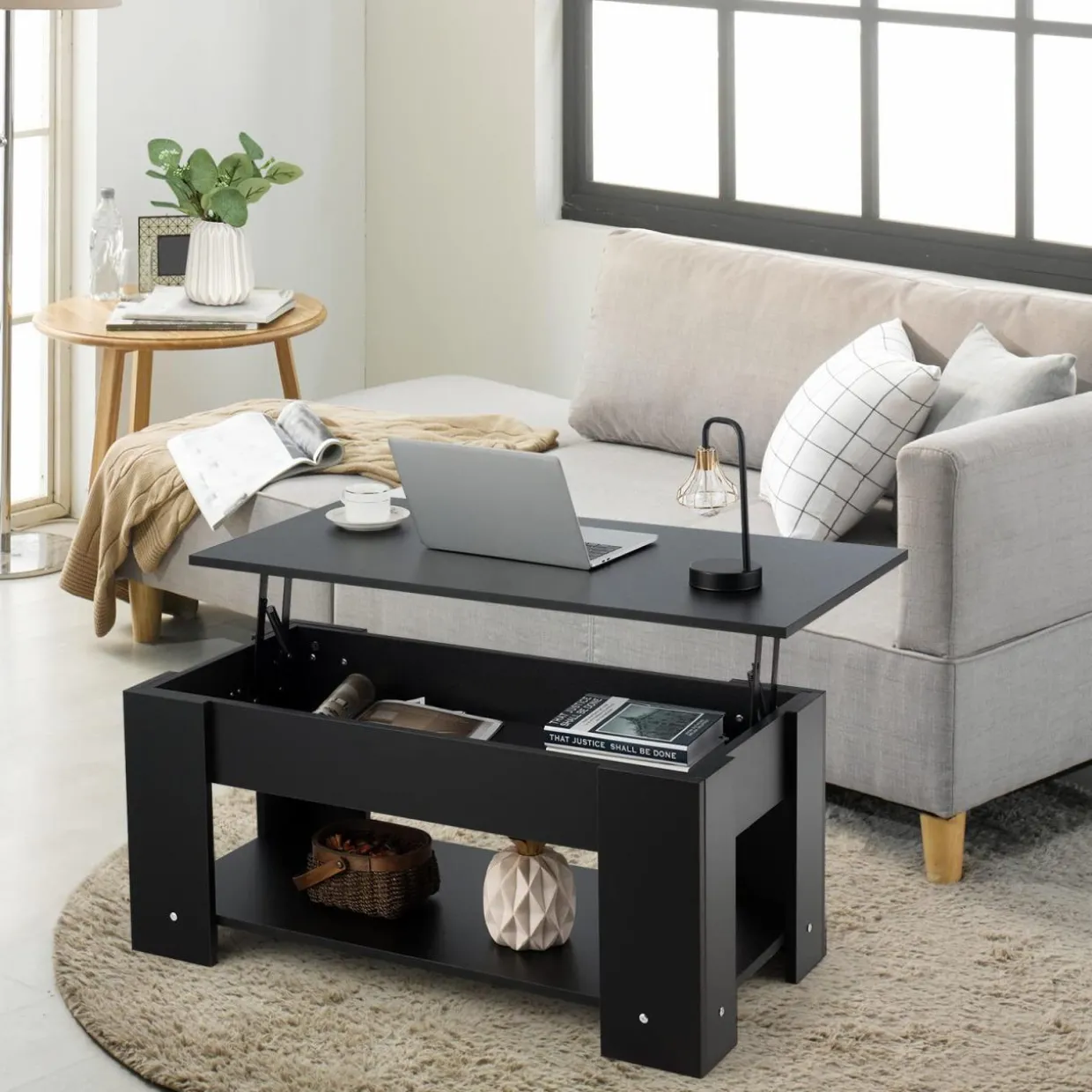 Tangkula Lift Top Coffee Table, Cocktail Table with Lift-Up Desktop