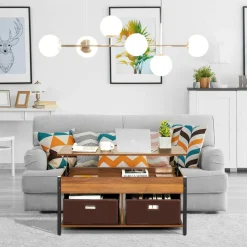 Tangkula Lift Top Coffee Table, Multifunctional Pop-up Central Table with Lifting Tabletop