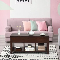 Tangkula Lift Top Coffee Table, with Hidden Storage Compartment and Shelf