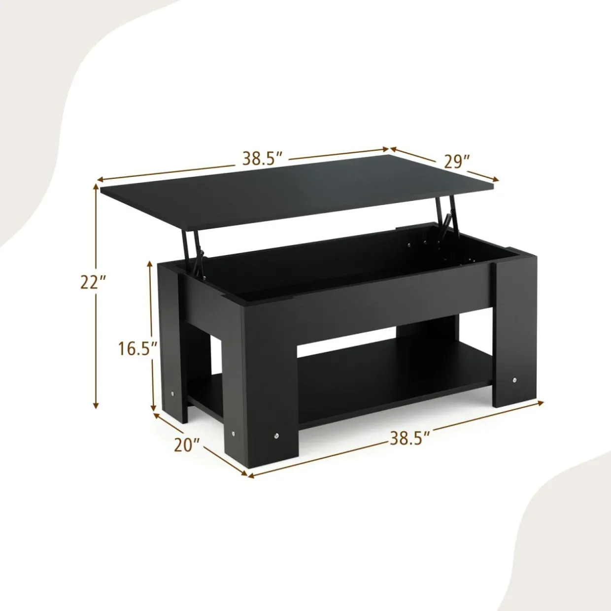 Tangkula Lift Top Coffee Table, Cocktail Table with Lift-Up Desktop