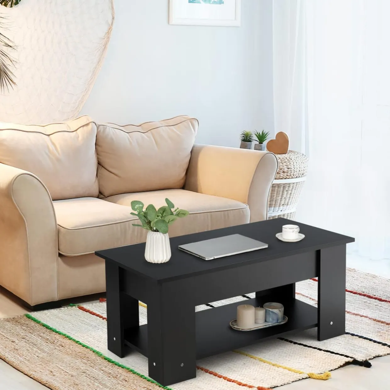 Tangkula Lift Top Coffee Table, Cocktail Table with Lift-Up Desktop