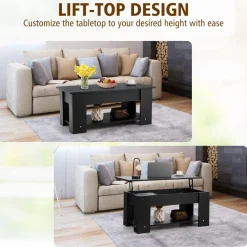 Tangkula Lift Top Coffee Table, Cocktail Table with Lift-Up Desktop