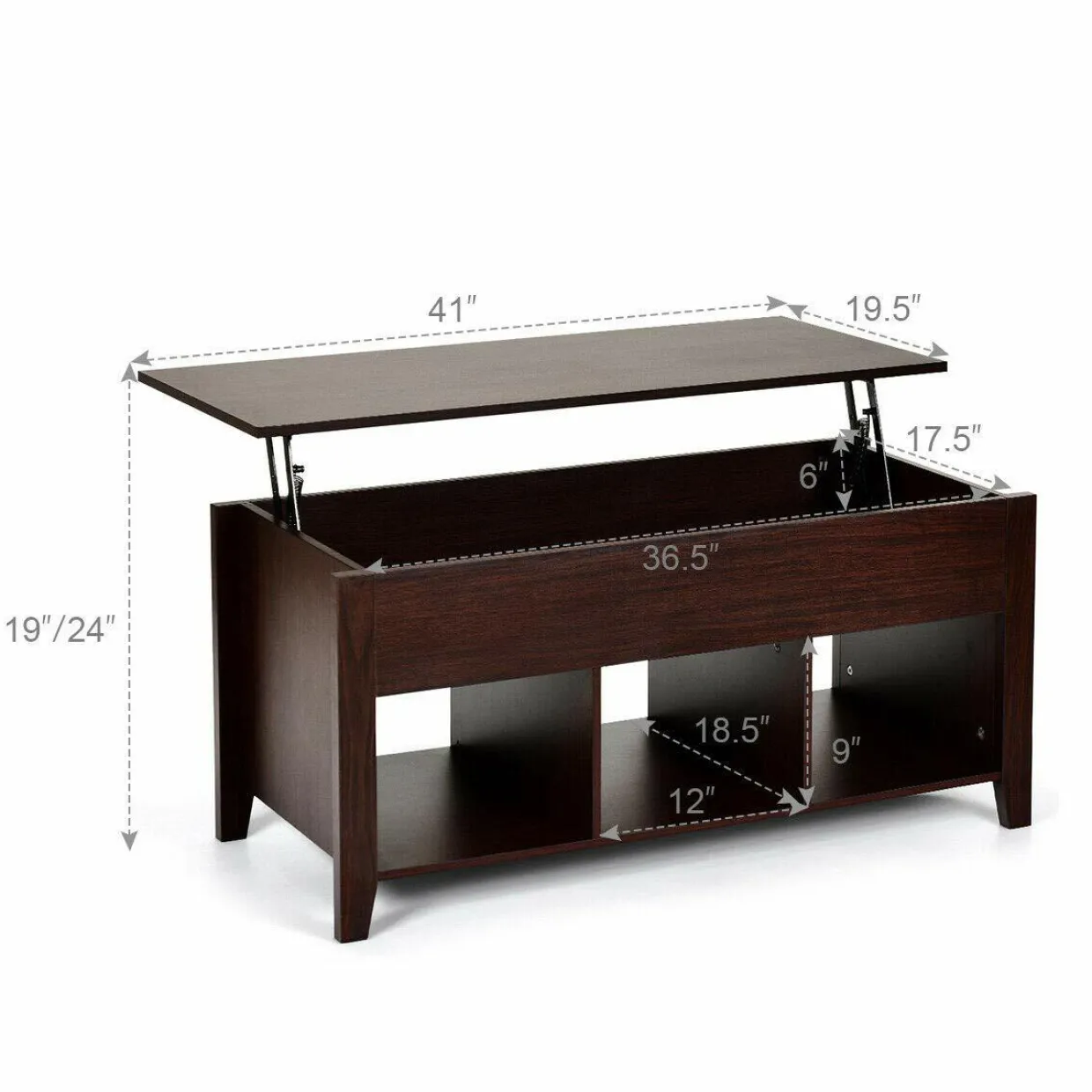 Tangkula Lift Top Coffee Table, with Hidden Storage Compartment and Shelf