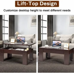 Tangkula Lift Top Coffee Table, w/Hidden Storage Compartment, Cocktail Table