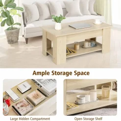Tangkula Lift Top Coffee Table, Cocktail Table with Lift-Up Desktop