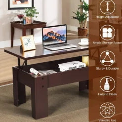 Tangkula Lift Top Coffee Table, w/Hidden Storage Compartment, Cocktail Table