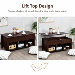 Tangkula Lift Top Coffee Table, with Hidden Storage Compartment and Shelf