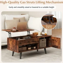 Tangkula Lift Top Coffee Table with Storage, Living Room Table with Hidden Compartment, Cabinet & Open Shelf