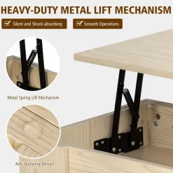 Tangkula Lift Top Coffee Table, Cocktail Table with Lift-Up Desktop