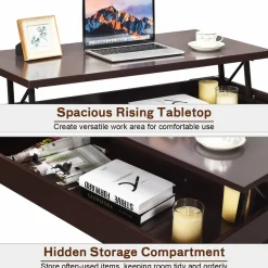 Tangkula Lift Top Coffee Table, w/Hidden Storage Compartment, Cocktail Table