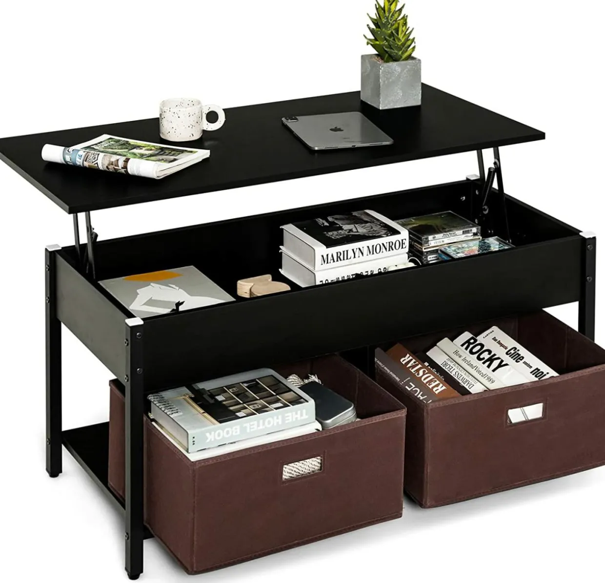 Tangkula Lift Top Coffee Table, Multifunctional Pop-up Central Table with Lifting Tabletop