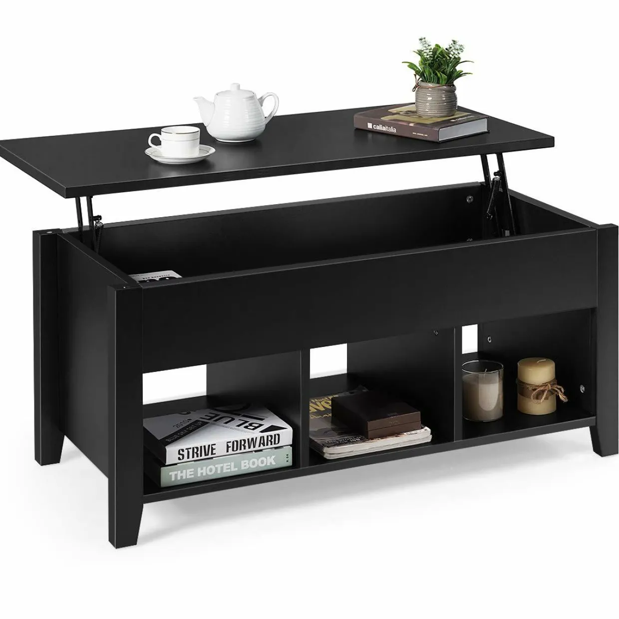 Tangkula Lift Top Coffee Table, with Hidden Storage Compartment and Shelf