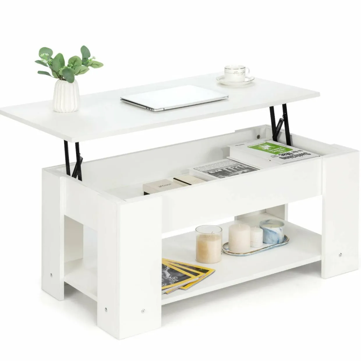 Tangkula Lift Top Coffee Table, Cocktail Table with Lift-Up Desktop