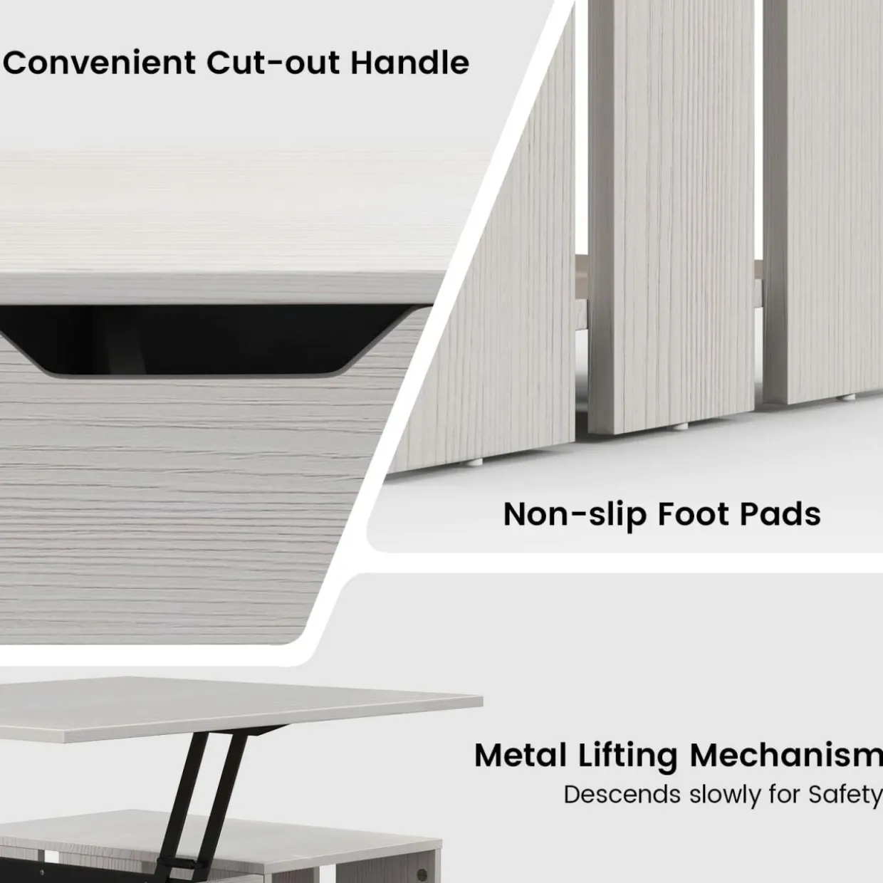 Tangkula Lift Top Computer Desk, Small Standing Laptop Desk with 2 Hidden Compartments & 2 Open Storage Shelves