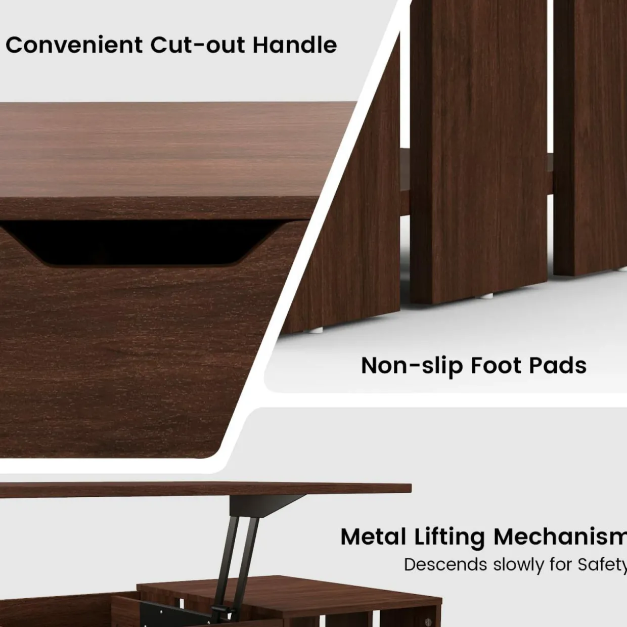 Tangkula Lift Top Computer Desk, Small Standing Laptop Desk with 2 Hidden Compartments & 2 Open Storage Shelves