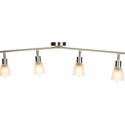 Tangkula 4-Light Adjustable LED Track Lighting, Modern Celing Light Fixture with Glass Shade(Silver)
