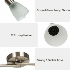 Tangkula 4-Light Adjustable LED Track Lighting, Modern Celing Light Fixture with Glass Shade(Silver)