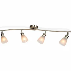 Tangkula 4-Light Adjustable LED Track Lighting, Modern Celing Light Fixture with Glass Shade(Silver)
