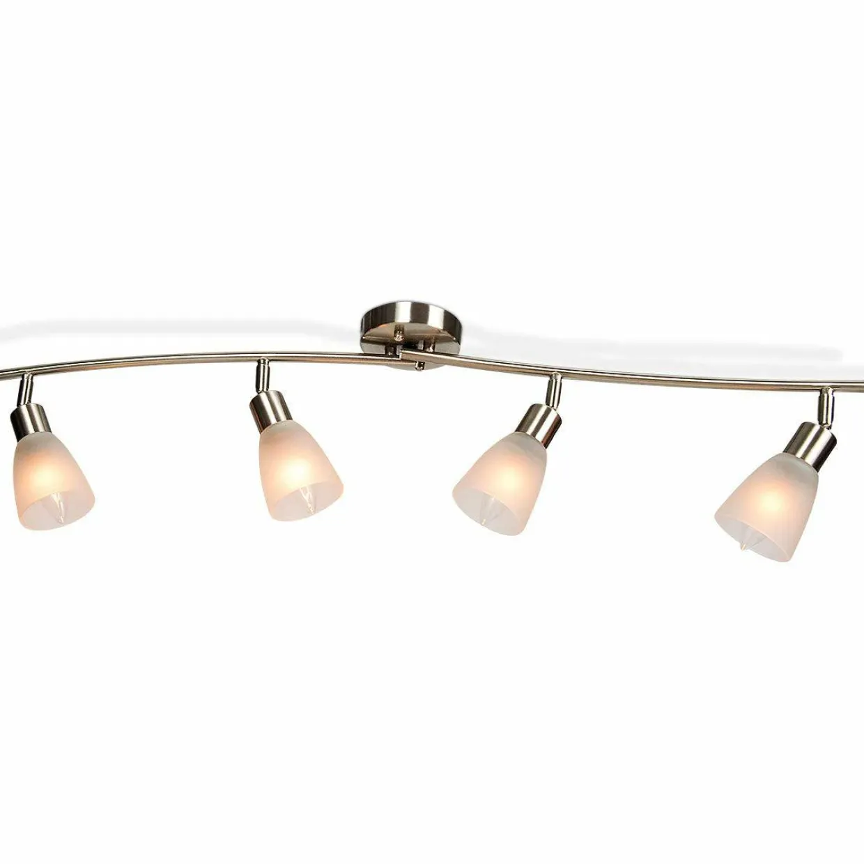 Tangkula 4-Light Adjustable LED Track Lighting, Modern Celing Light Fixture with Glass Shade(Silver)