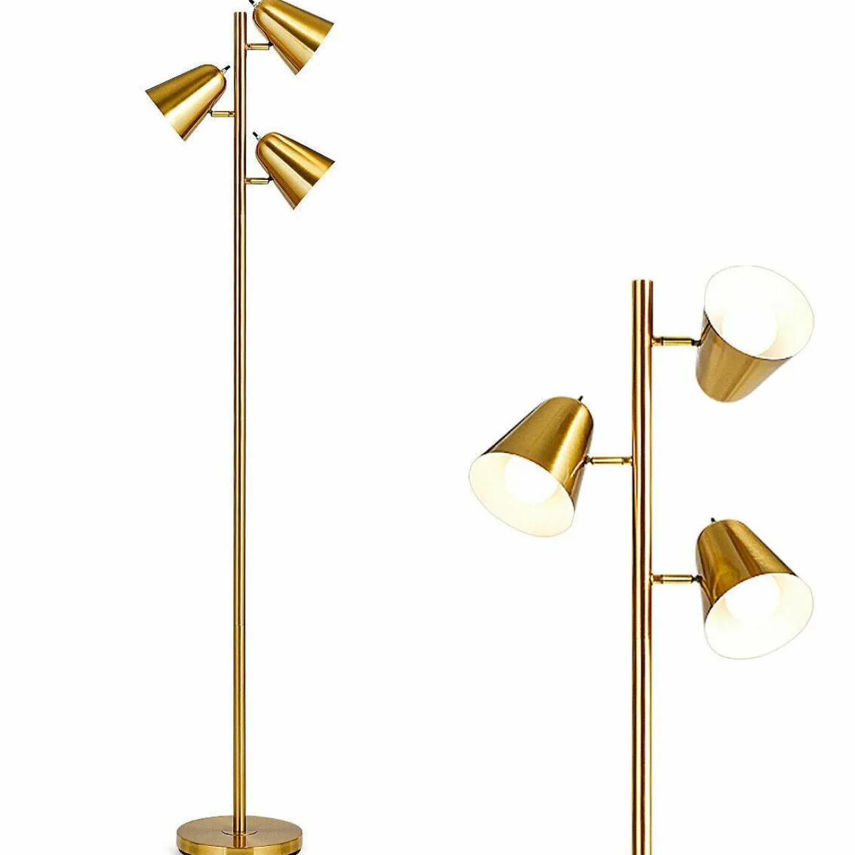 Tangkula 3-Light Floor Lamp, 64" Mid Century Modern 3 Light Tree