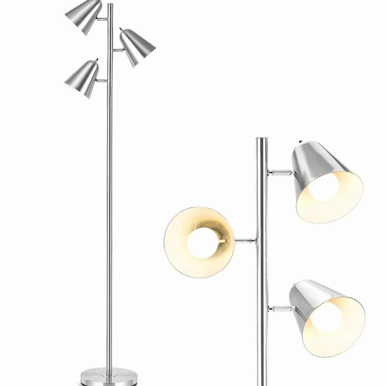 Tangkula 3-Light Floor Lamp, 64" Mid Century Modern 3 Light Tree