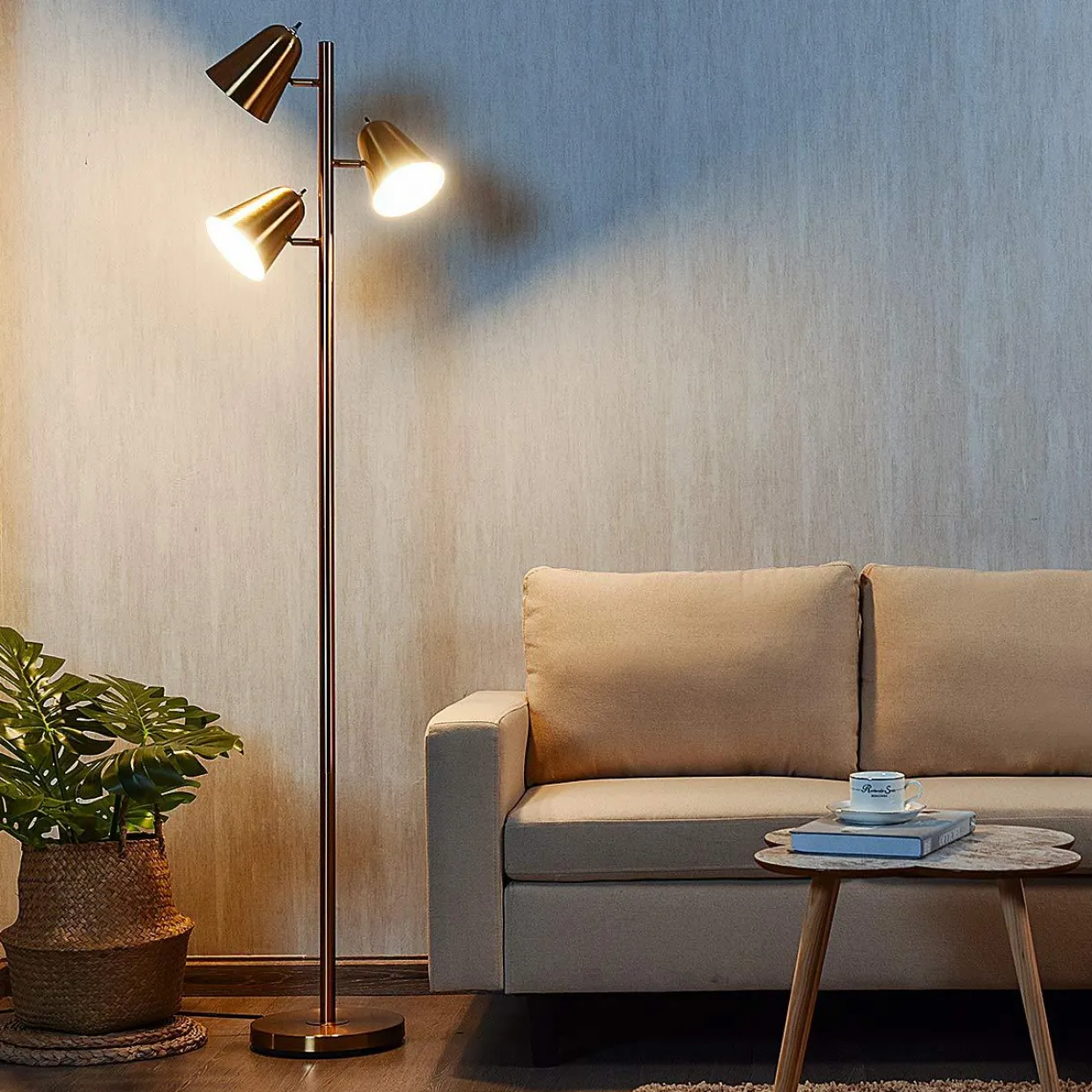 Tangkula 3-Light Floor Lamp, 64" Mid Century Modern 3 Light Tree
