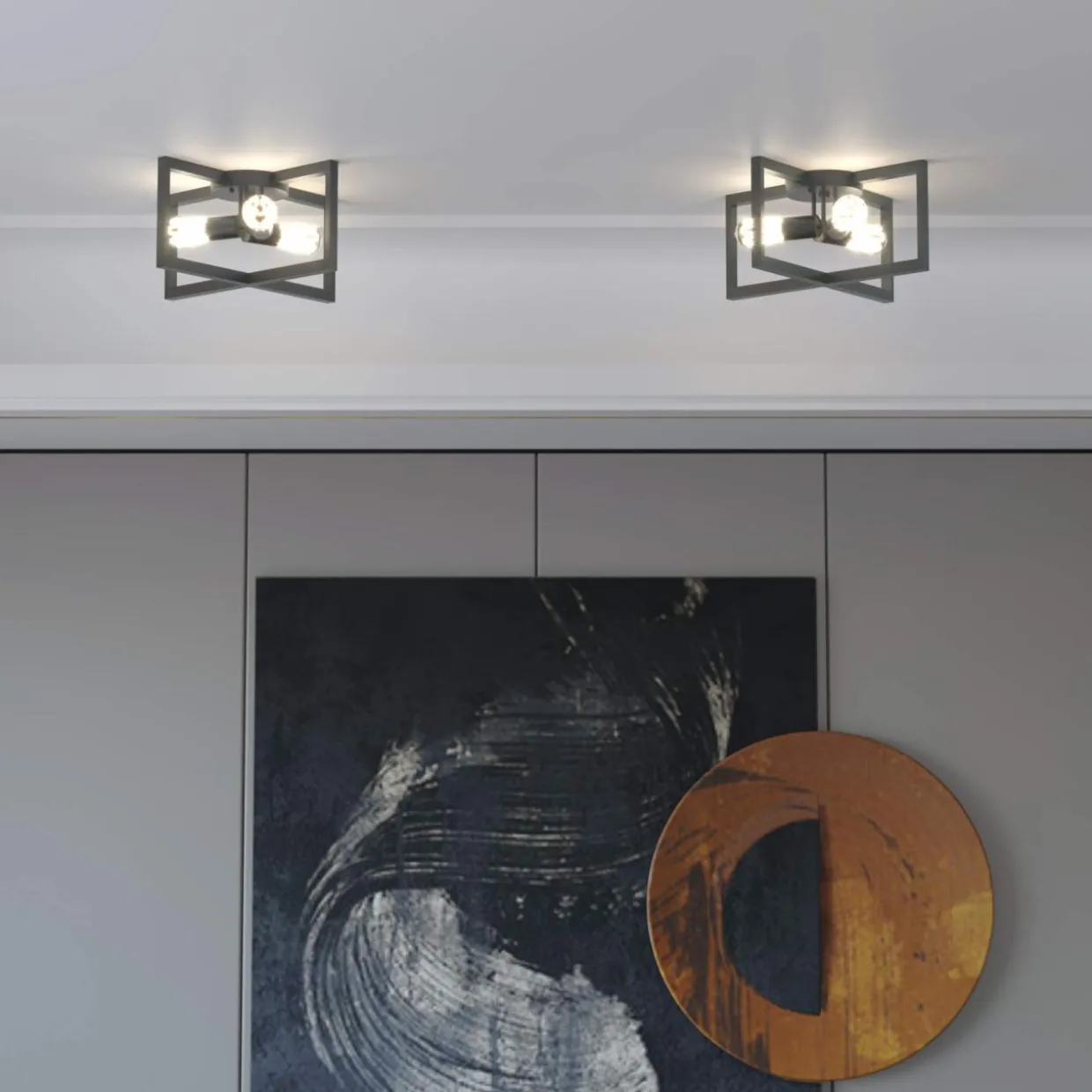 Tangkula 3-Light Flush Mount Ceiling Lamp, 15-Inch Ceiling Light Fixture