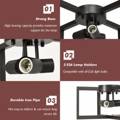 Tangkula 3-Light Flush Mount Ceiling Lamp, 15-Inch Ceiling Light Fixture