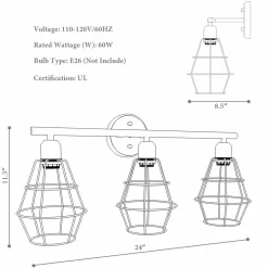 Tangkula 3-Light Industrial Bathroom Vanity Light(Black)