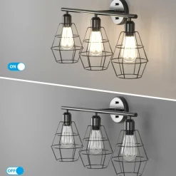 Tangkula 3-Light Industrial Bathroom Vanity Light(Black)