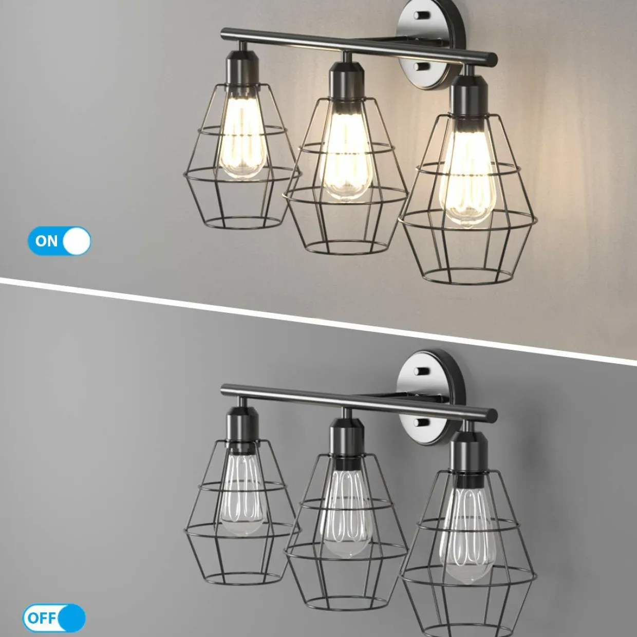 Tangkula 3-Light Industrial Bathroom Vanity Light(Black)