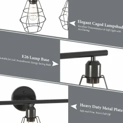 Tangkula 3-Light Industrial Bathroom Vanity Light(Black)