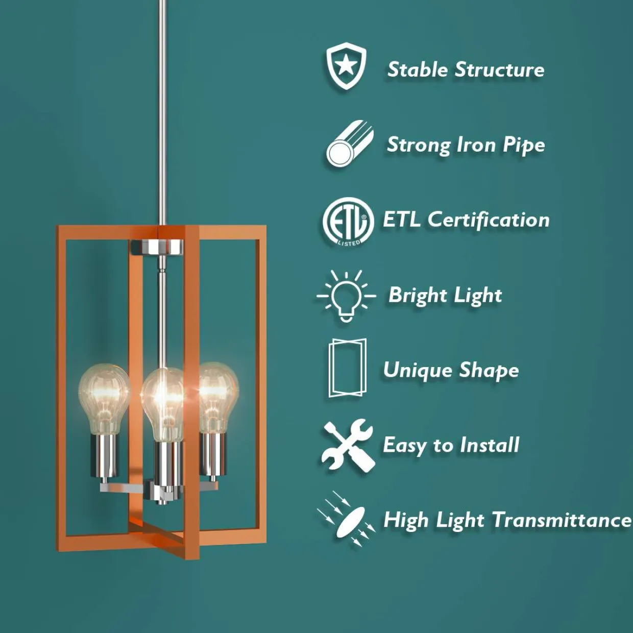 Tangkula 3-Light Pendant Lamps, Pendant Lighting Fixture (Dark Gold Nickel)