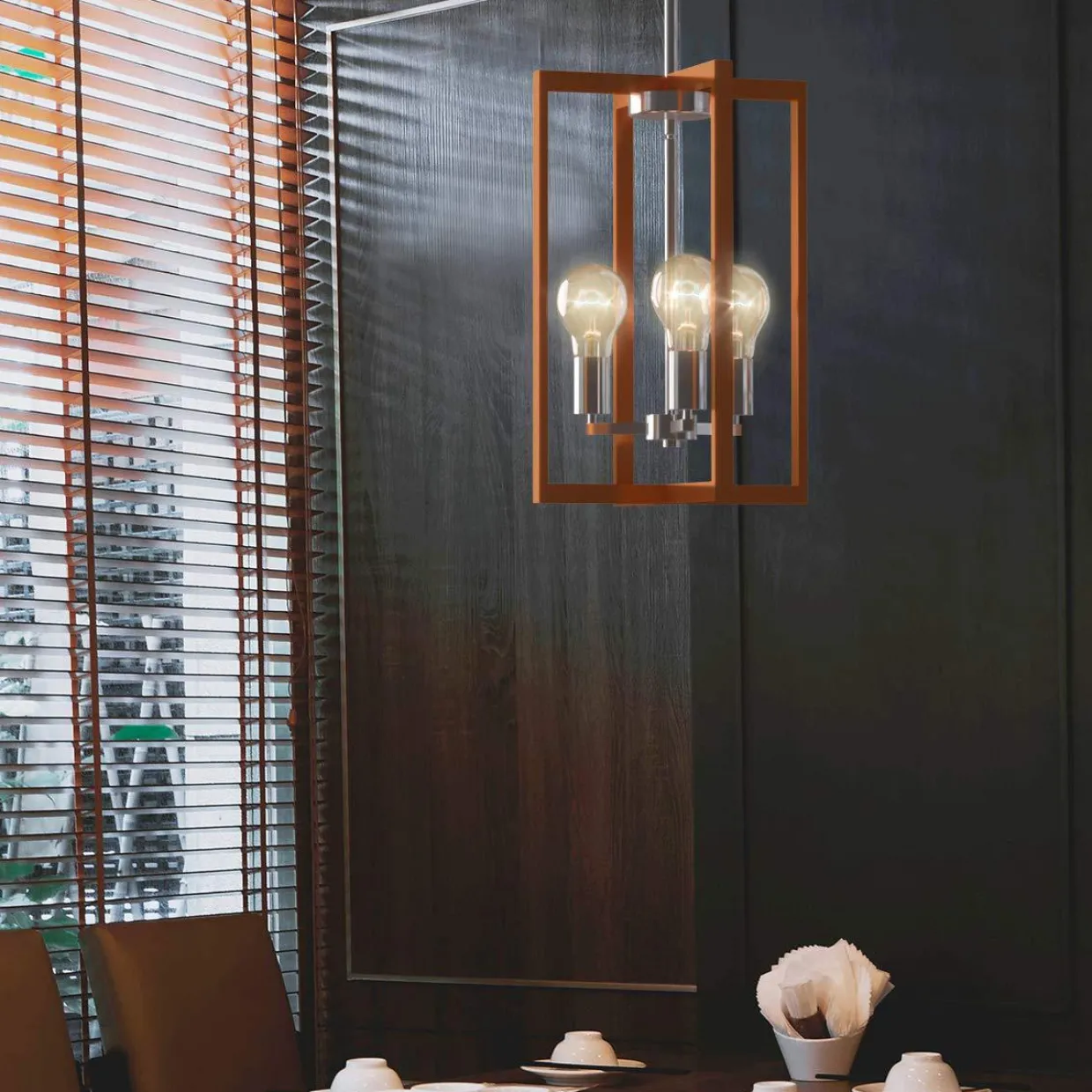 Tangkula 3-Light Pendant Lamps, Pendant Lighting Fixture (Dark Gold Nickel)