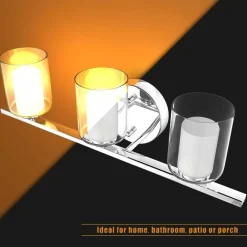 Tangkula 3-Light Vanity Light Wall Mounted Brushed Chrome Finish Glass Shade Lamp