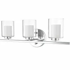 Tangkula 3-Light Vanity Light Wall Mounted Brushed Chrome Finish Glass Shade Lamp