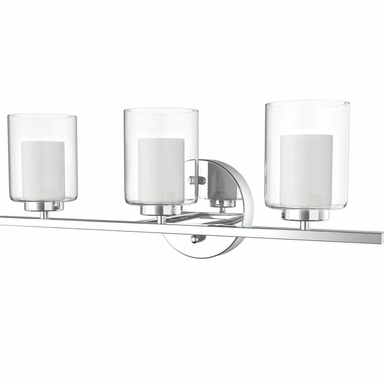 Tangkula 3-Light Vanity Light Wall Mounted Brushed Chrome Finish Glass Shade Lamp