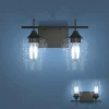 Tangkula 2-Light Wall Sconce, Industrial Vanity Light Fixture with Clear Seeded Glass Lampshade