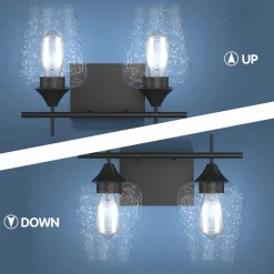Tangkula 2-Light Wall Sconce, Industrial Vanity Light Fixture with Clear Seeded Glass Lampshade