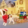 Tangkula Lighted Christmas Dog with Sleigh & Gift Boxes Combo Decorations