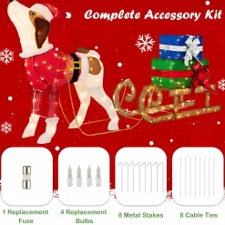 Tangkula Lighted Christmas Dog with Sleigh & Gift Boxes Combo Decorations