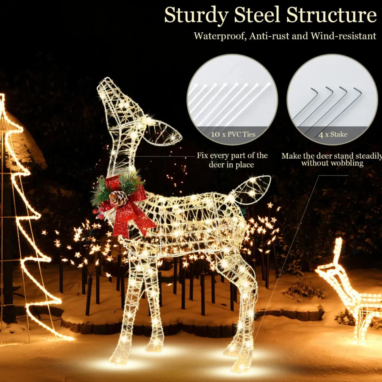 Tangkula Lighted Christmas Reindeer