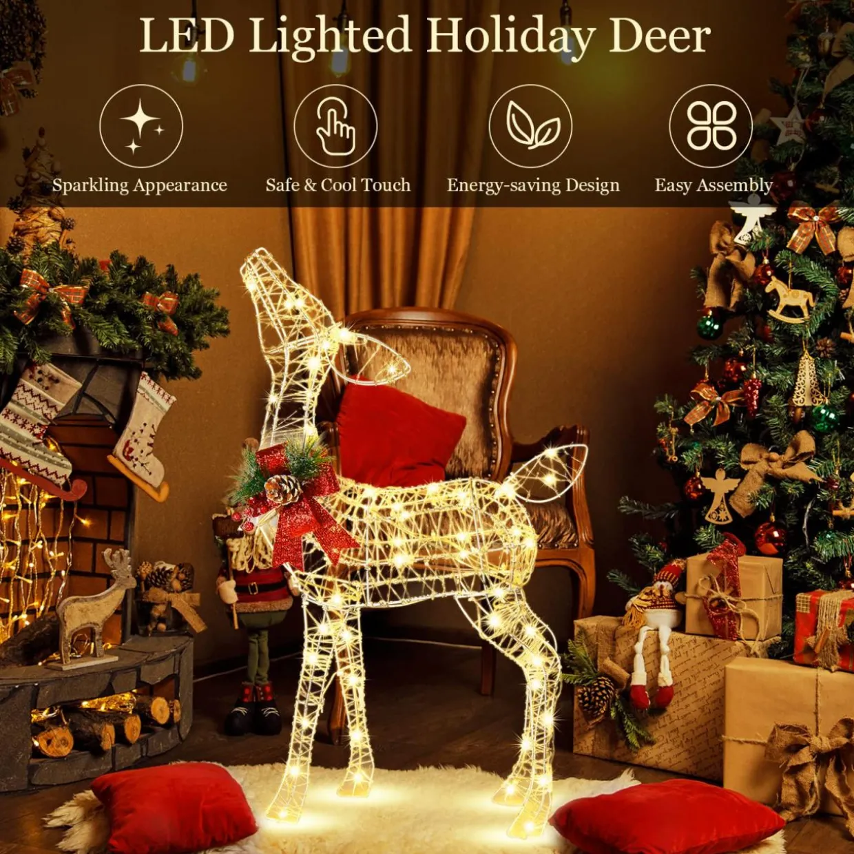 Tangkula Lighted Christmas Reindeer