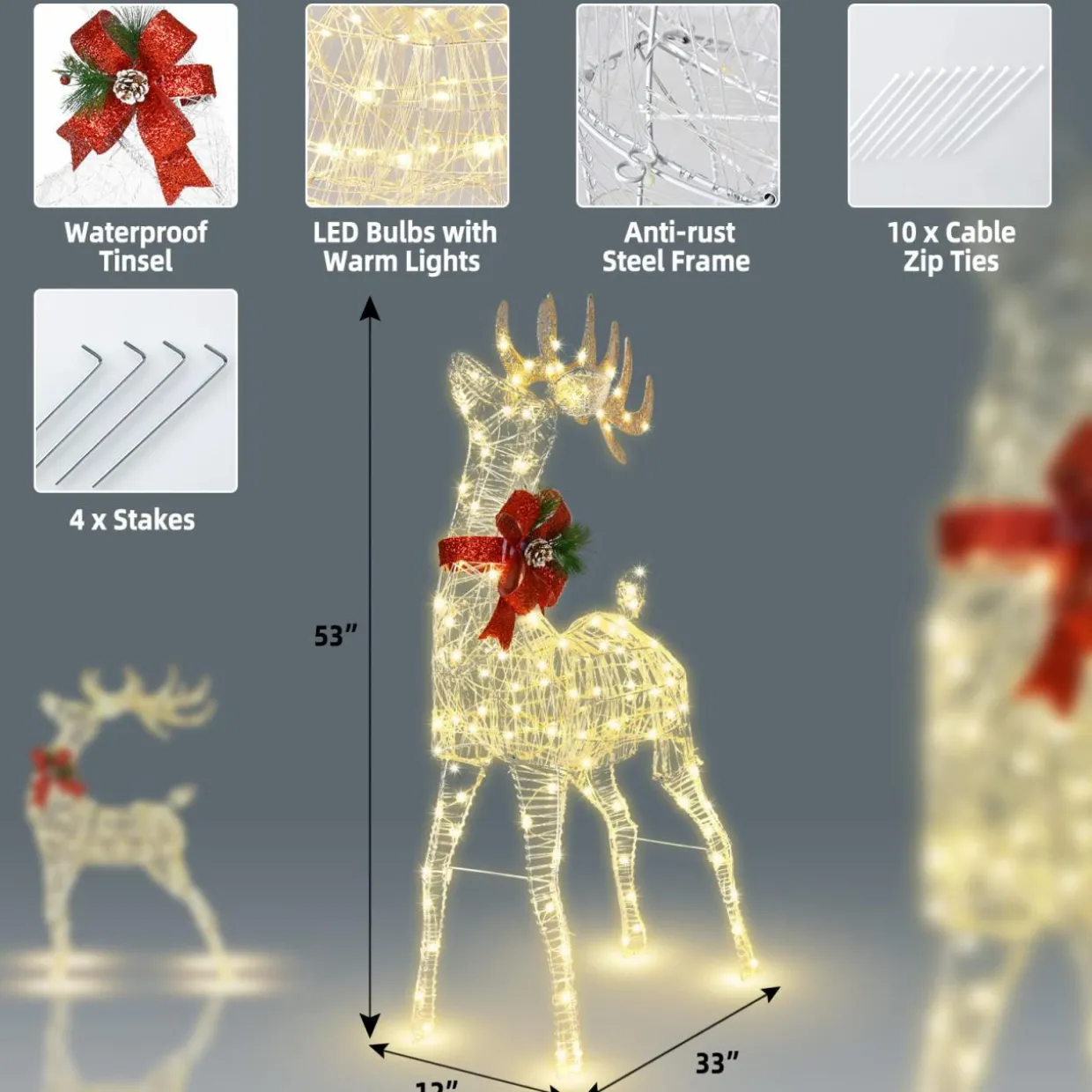 Tangkula Lighted Christmas Reindeer
