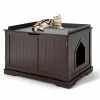 Tangkula Litter Box Enclosure, Cat Litter Box Furniture Hidden, Nightstand Pet House with Double Doors