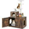 Tangkula Litter Box Enclosure with Cat Tree Tower, 2-in-1 Hidden Cat Washroom with Cat Condo