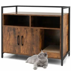 Tangkula Litter Box Enclosure, Cat Litter Box Furniture Hidden