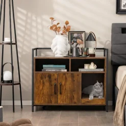 Tangkula Litter Box Enclosure, Cat Litter Box Furniture Hidden